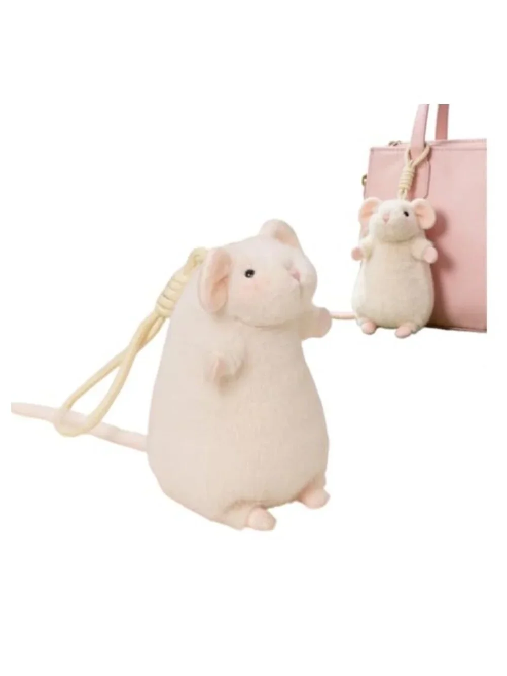 Cute Plush Fancy Rat Charm, Realistic Stuffed Animal Backpack Pendant, Soft